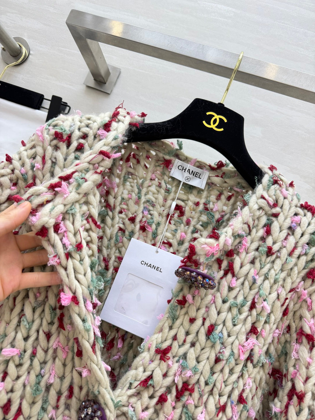 Chanel 2026 Floral Cardigan Beige Mix Colors Wool