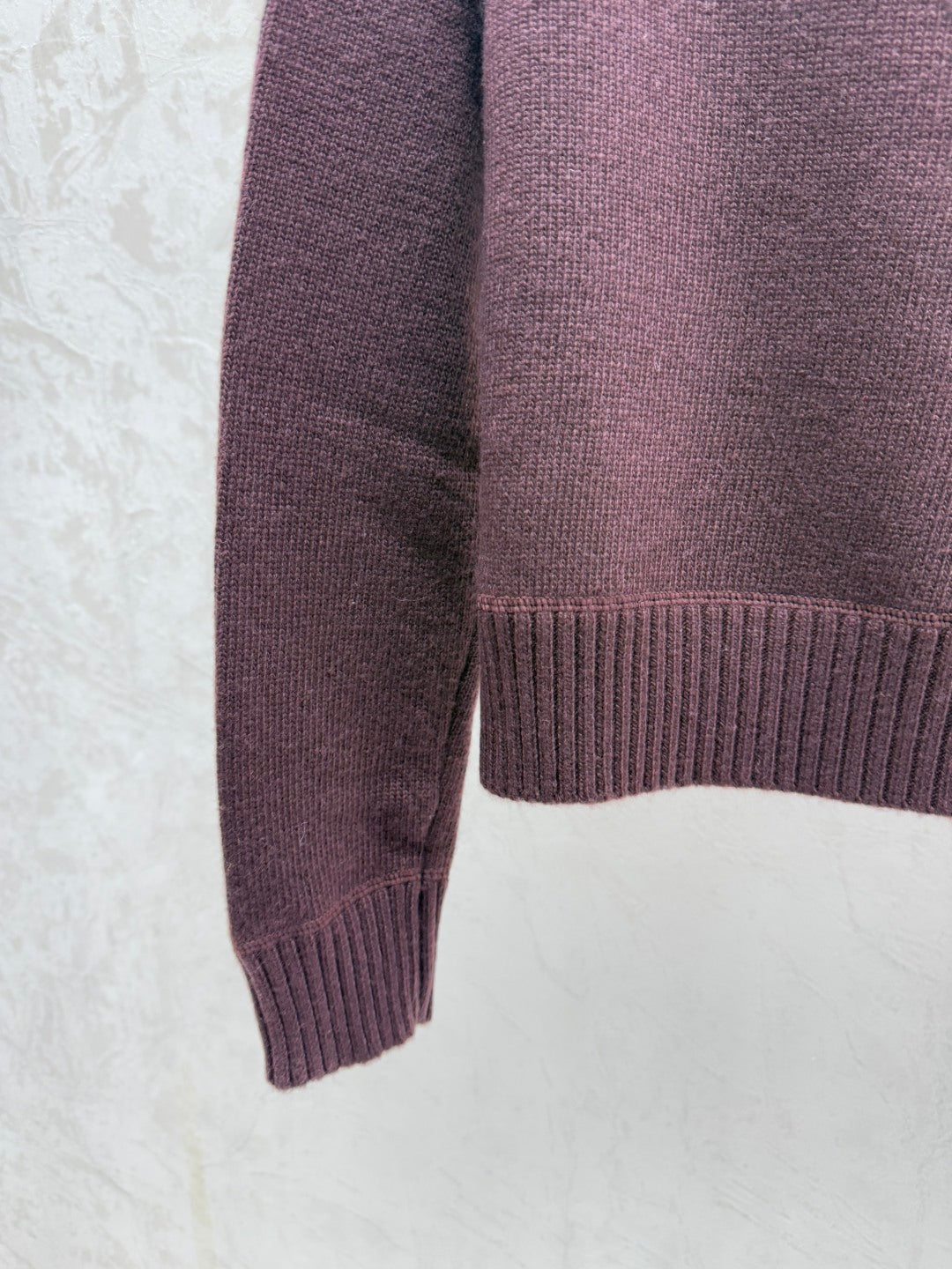 Prada 2025 Round Neck Long-sleeved Knit Sweater Burgundy Wool