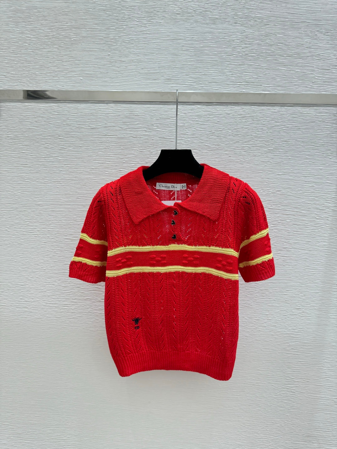 Dior 2026 Knitted Polo Shirt Red Blue Cream Wool