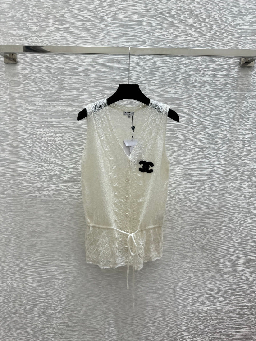 Chanel 2026 Knit Lace Camisole Blue and White Wool Acrylic
