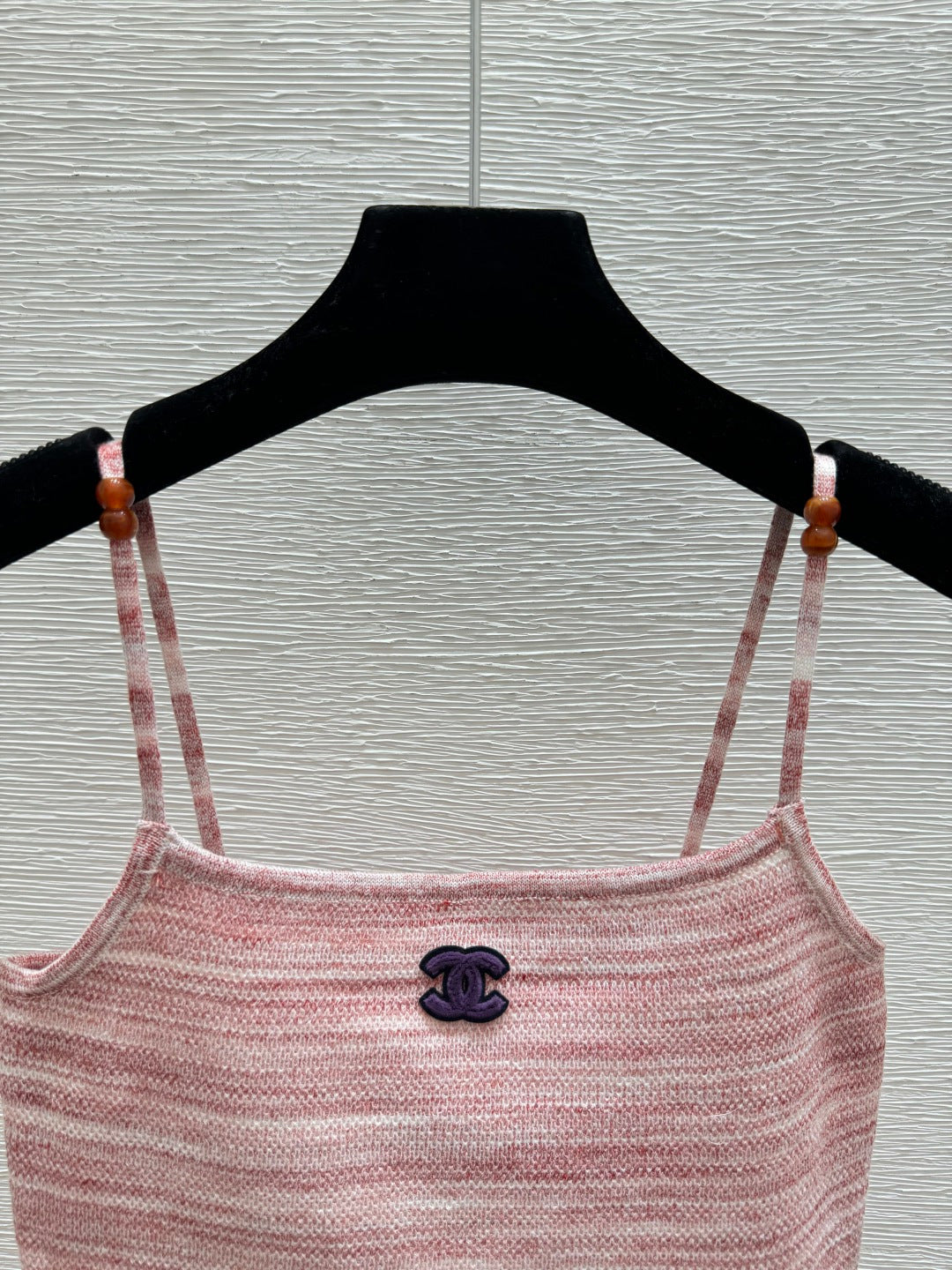 Chanel 2026 Strap Cami Tank Tops Pink Beige Wool Nylon
