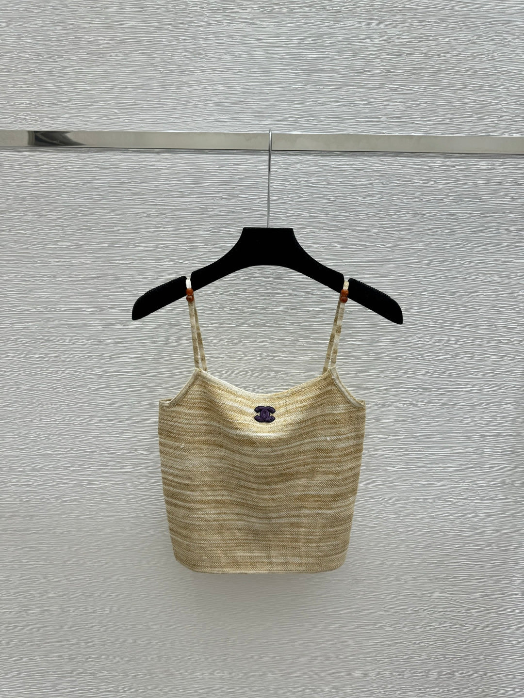 Chanel 2026 Strap Cami Tank Tops Pink Beige Wool Nylon