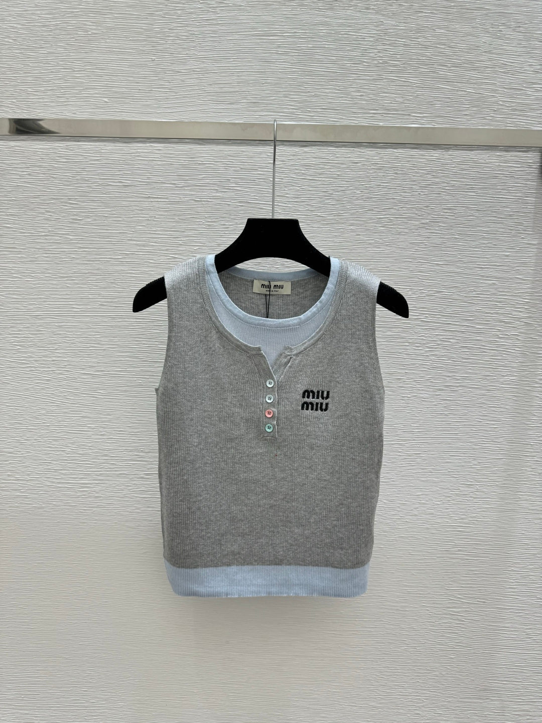 Miumiu 2026 Tank Top Blue and Gray Cotton
