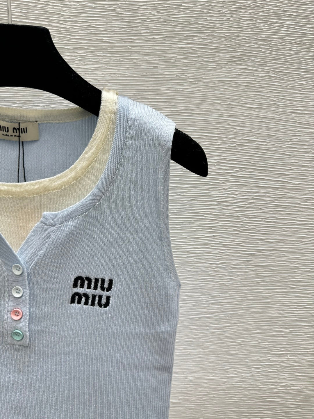 Miumiu 2026 Tank Top Blue and Gray Cotton