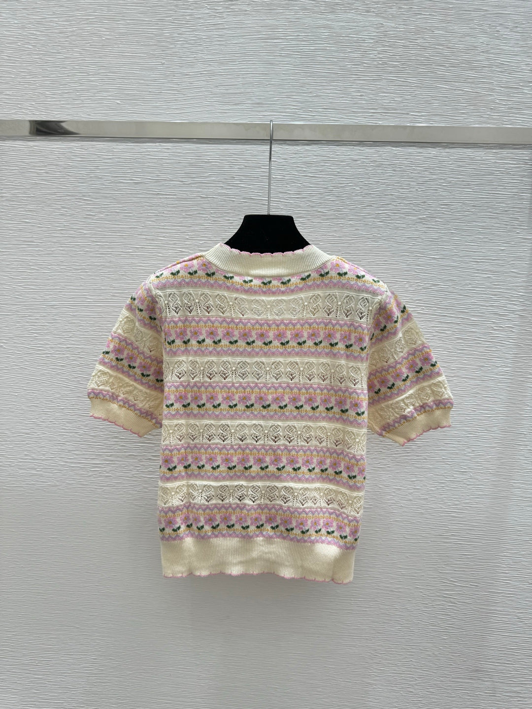 Dior 2026 Short-sleeve Knit Cardigan Pink Cream Wool