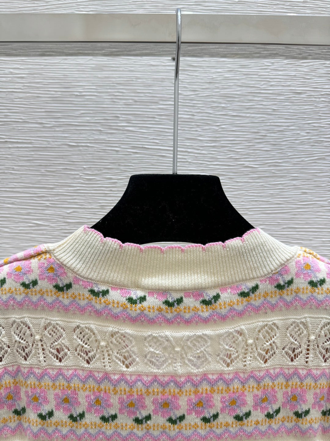 Dior 2026 Short-sleeve Knit Cardigan Pink Cream Wool