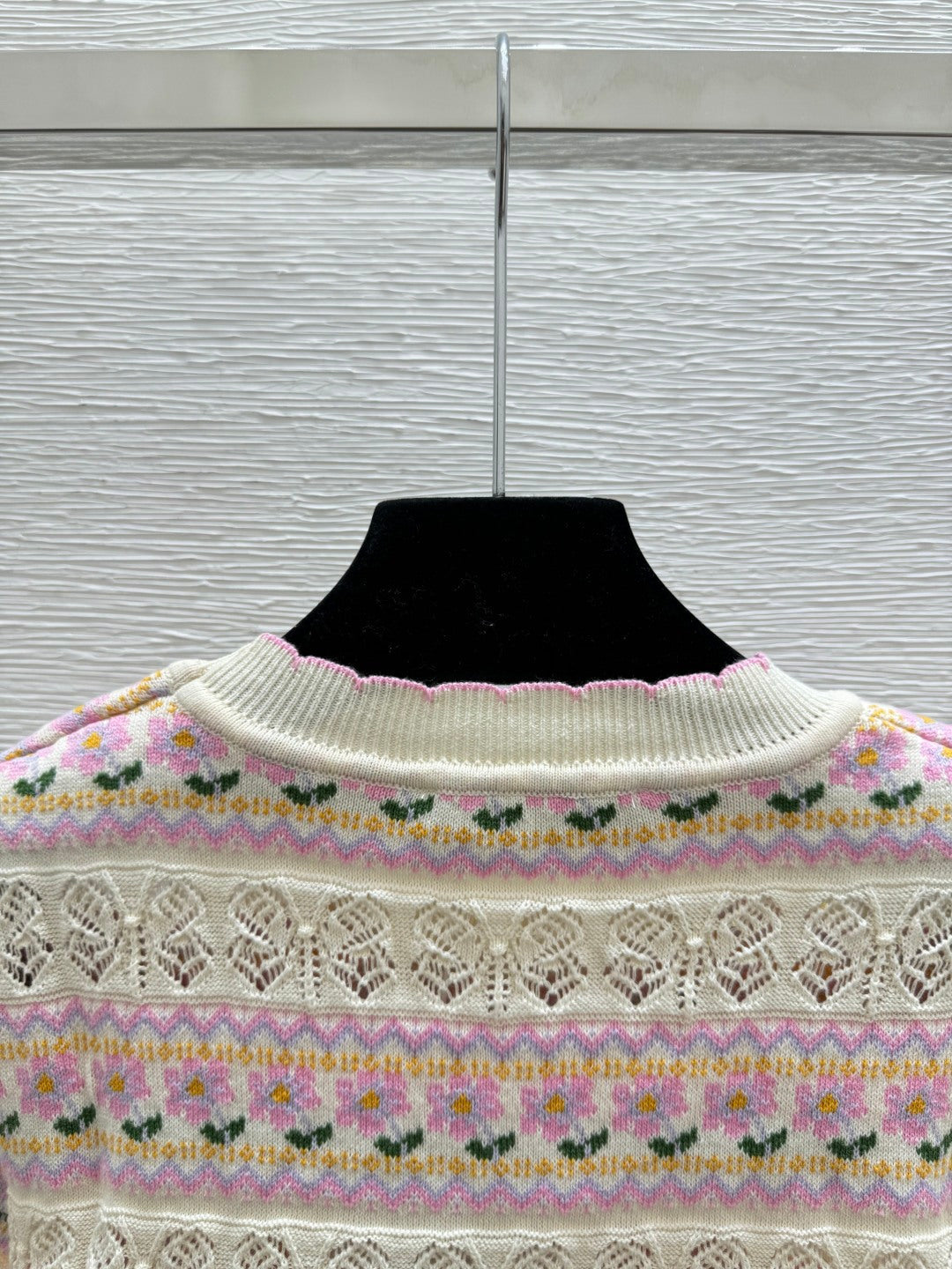 Dior 2026 Short-sleeve Knit Sweater Pink Cream Wool