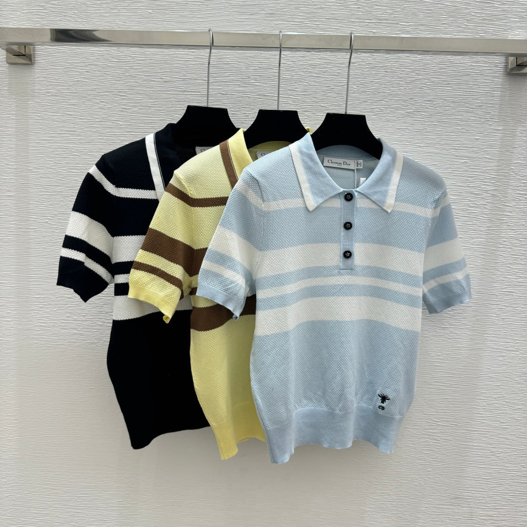 Dior 2026 Polo Shirt Yellow Black Blue Wool