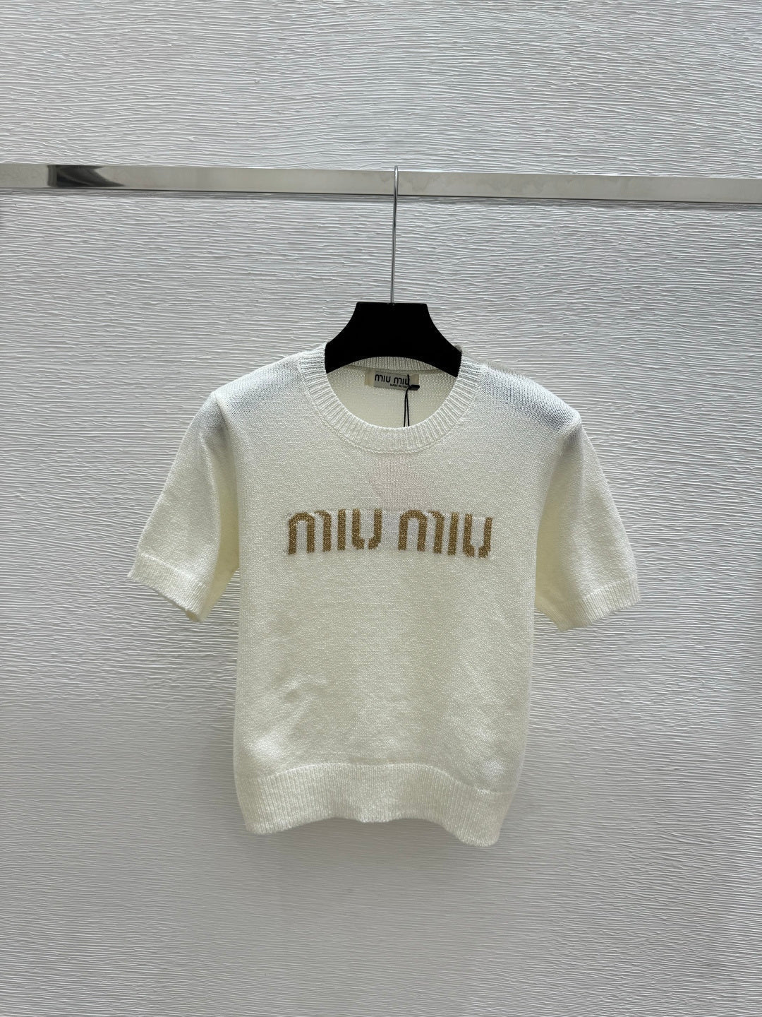 Miu Miu 2026 Short-sleeved Top White Gray Black Tencel Cotton 14171