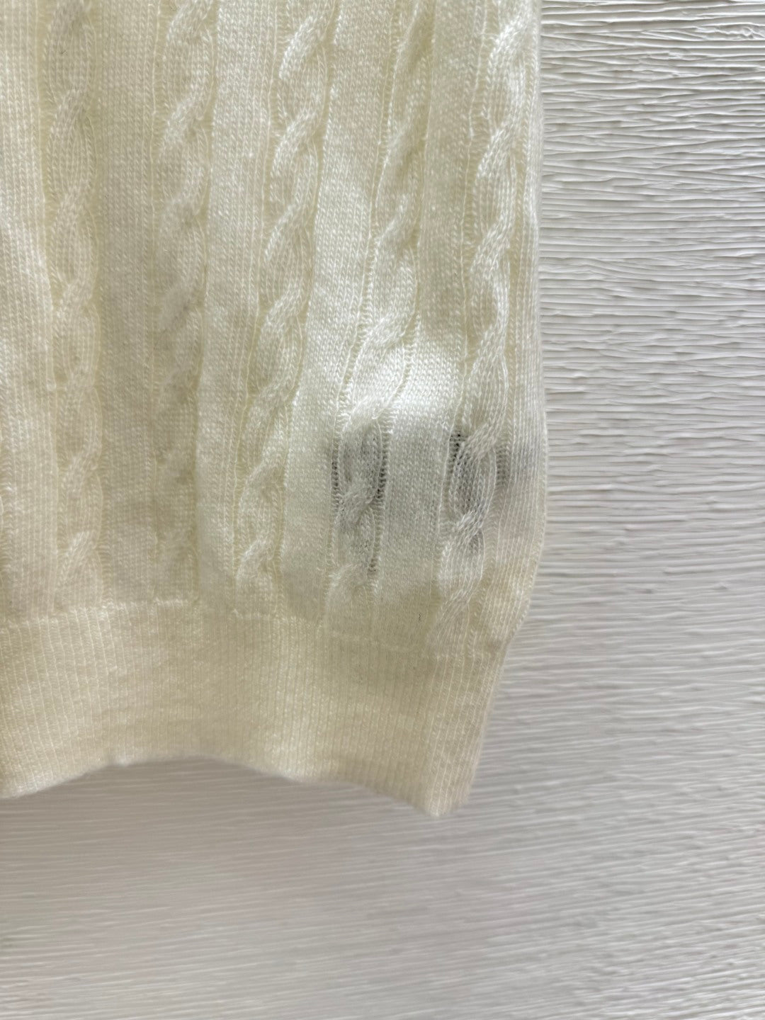 Miumiu 2026 Knit Short-sleeved Cardigan White and Blue Wool
