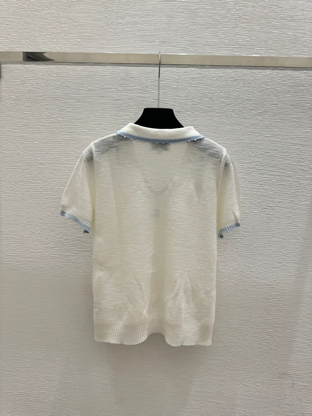 Chanel 2026 Collared Knit Short-sleeved Top Brown White Wool Cashmere 327316