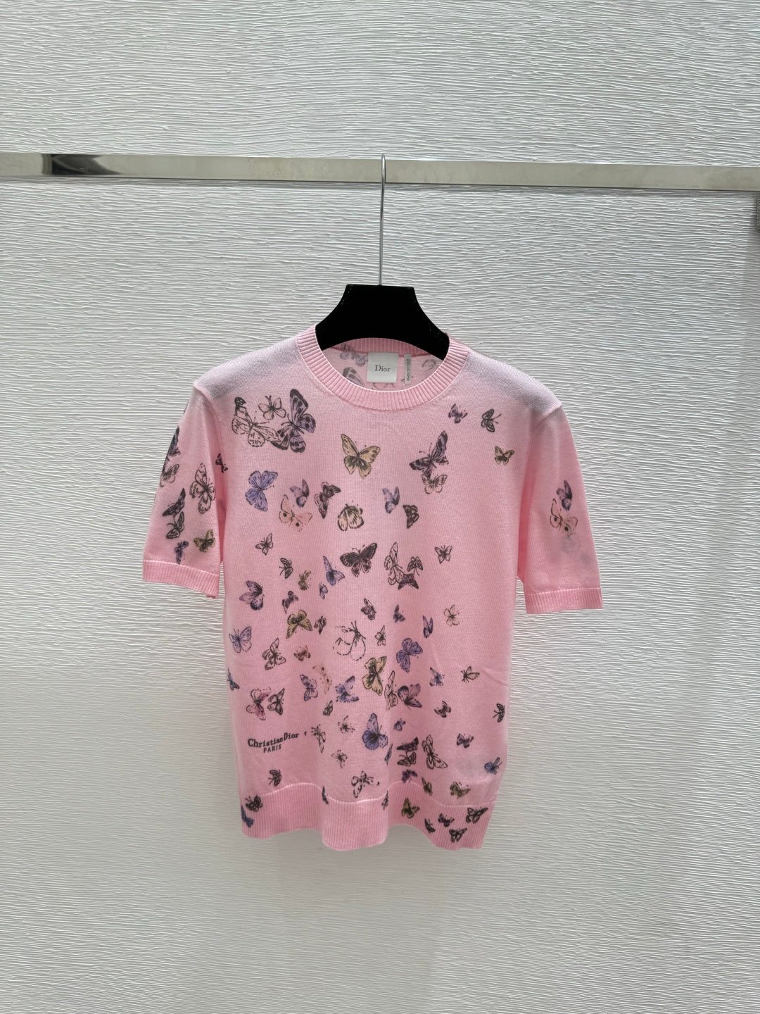 Dior 2026 Butterfly Print Knit Short-Sleeve T-Shirt Wool 355164