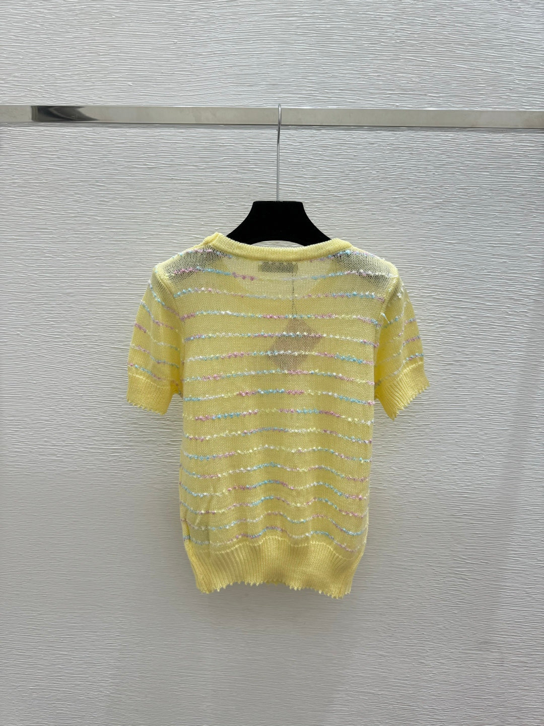 Miumiu 2026 Colorful Striped Knit Short-sleeved Top Wool Polyester 397172