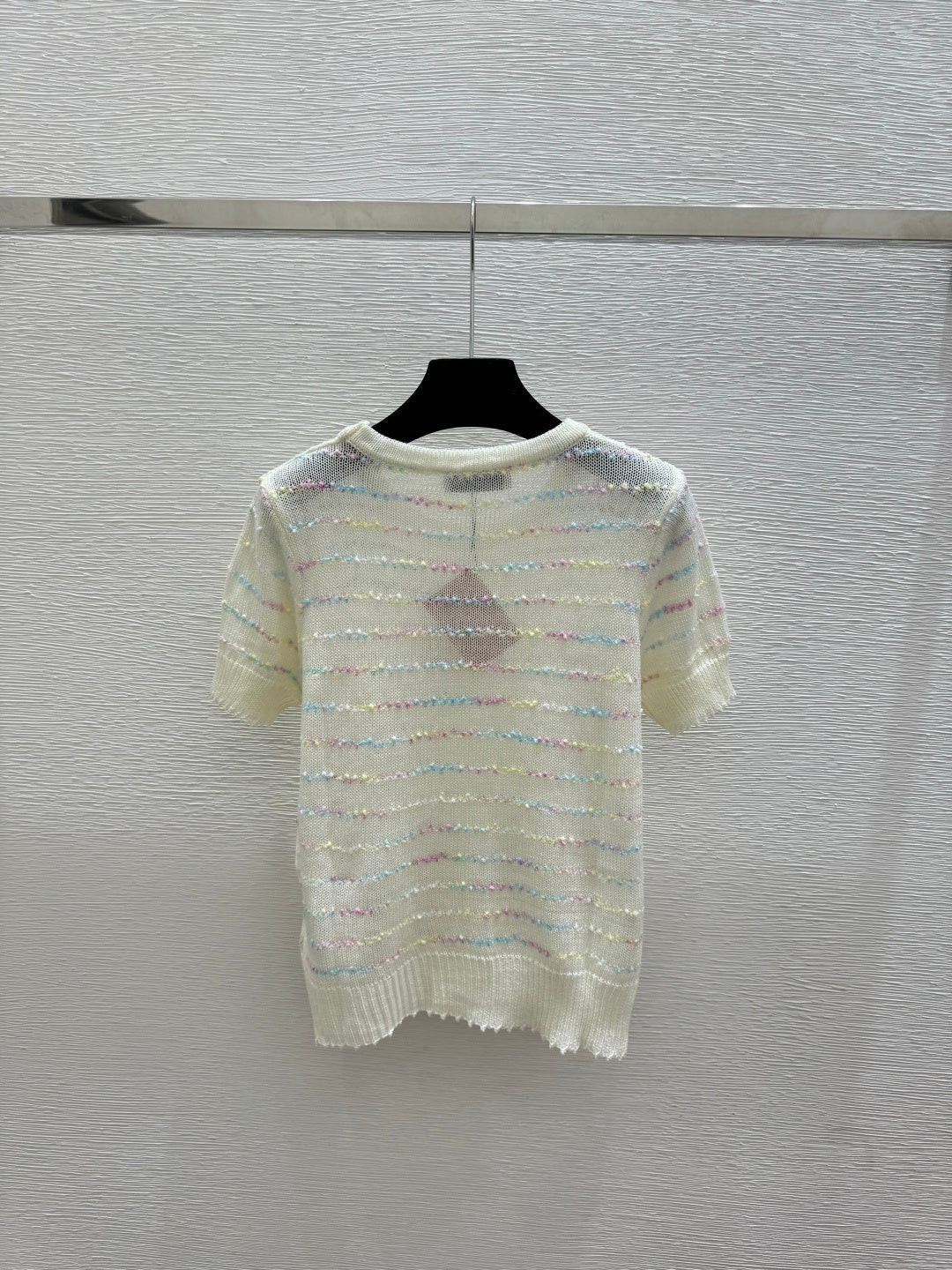 Miumiu 2026 Colorful Striped Knit Short-sleeved Top Wool Polyester 397172