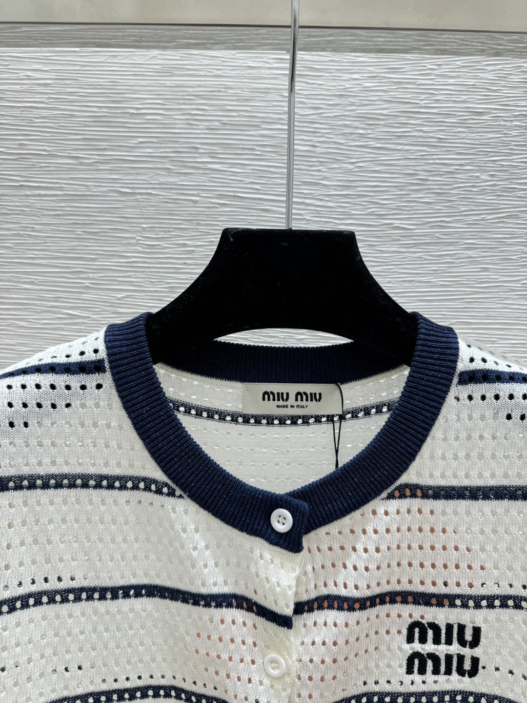 Miumiu 2026 Crew Neck Striped Knit Vest Tencel 397196