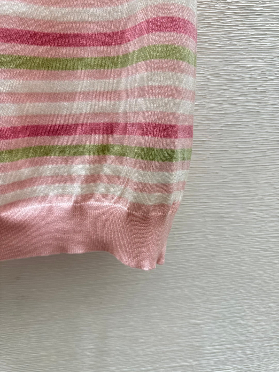 Miumiu 2026 Striped Crew Neck Knit Short-Sleeve T-Shirt Pink Blue Wool 397726
