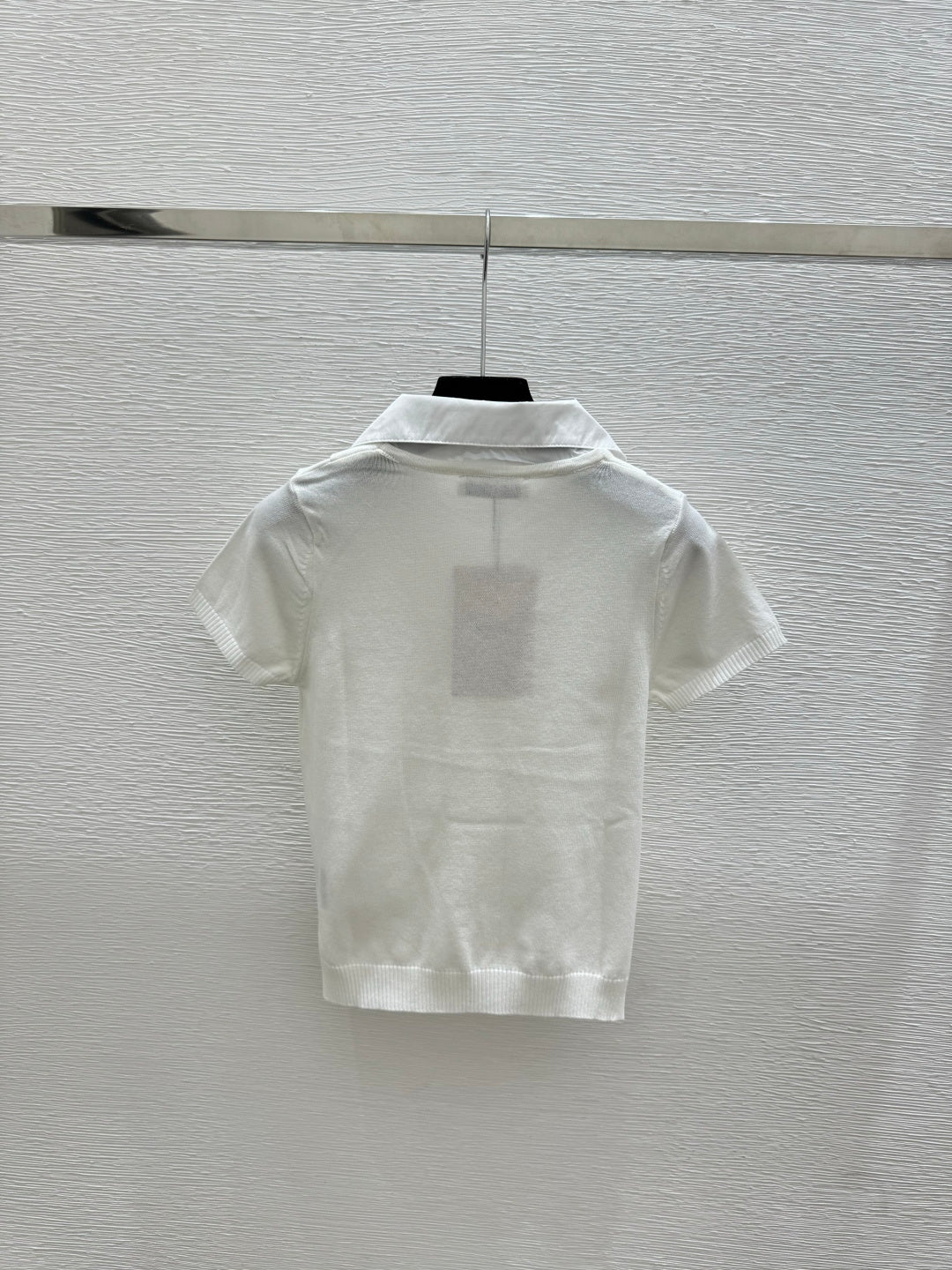 Miumiu 2026 Collar Simple Knit Short-Sleeve White Black Cotton 397738