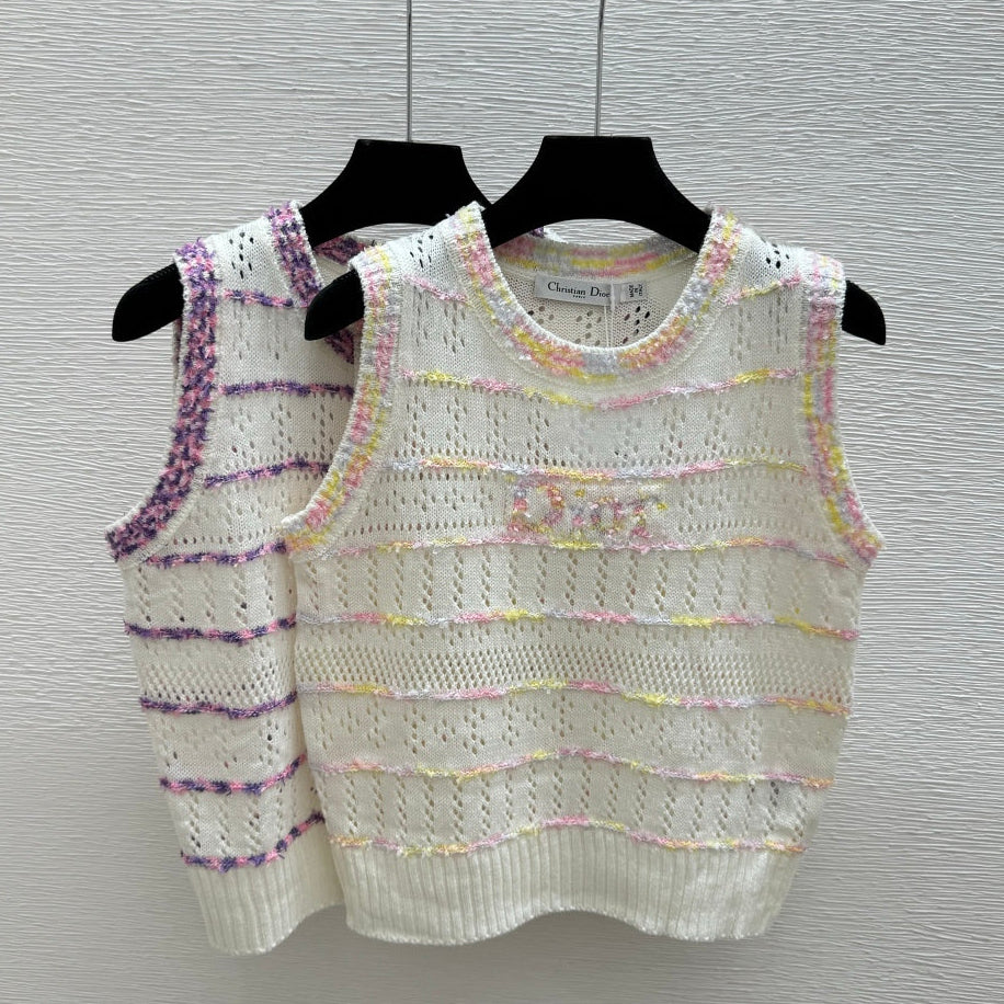 Dior 2026 Hollow-Out Crew Neck Knitted Vest Wool 412623