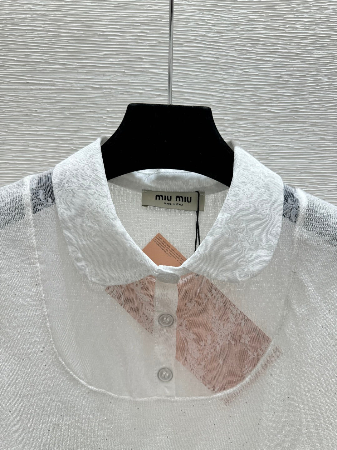 Miumiu 2026 Collared Knitted Short-Sleeve T-Shirt Tencel Nylon 441849