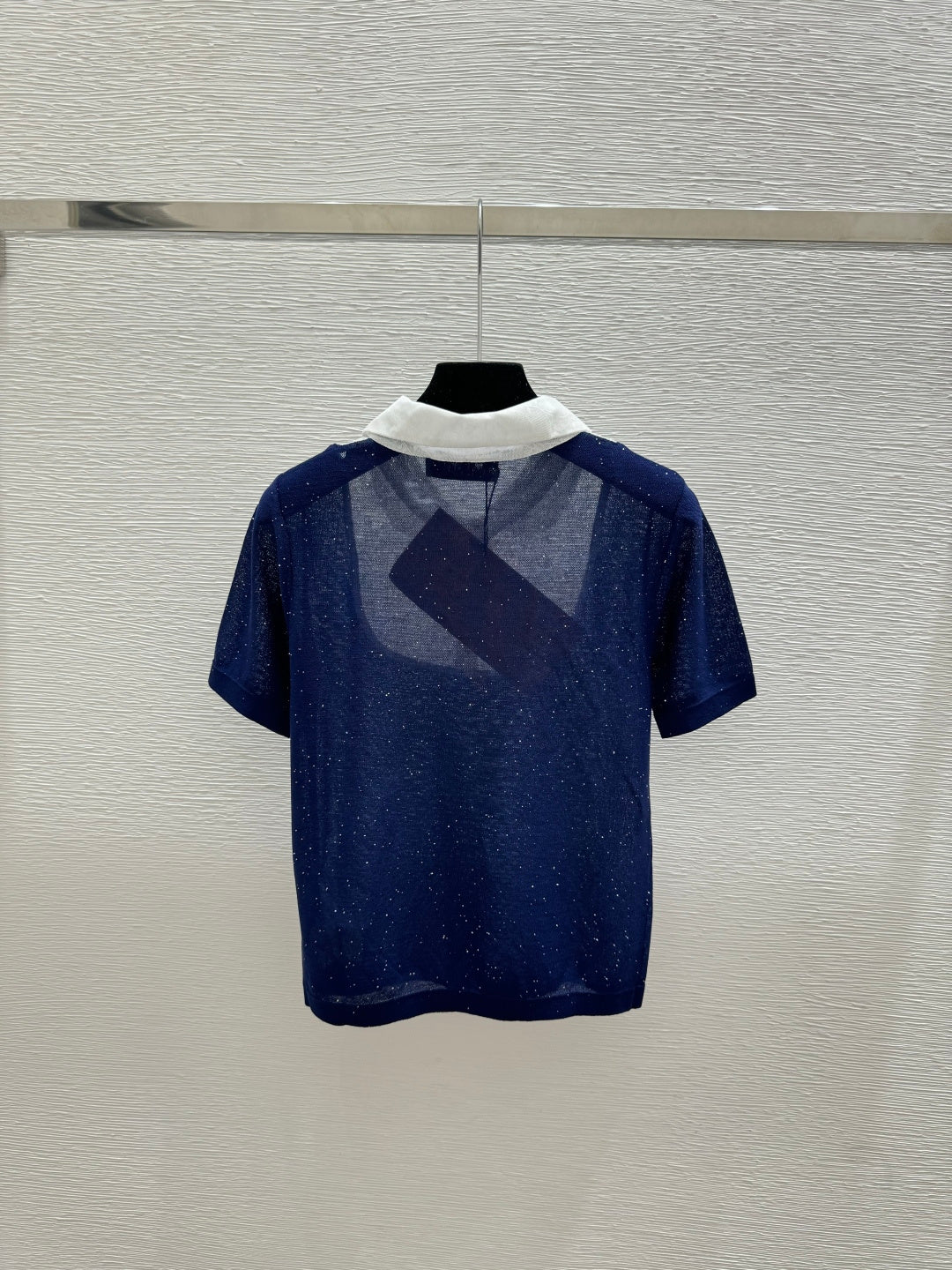 Miumiu 2026 Collared Knitted Short-Sleeve T-Shirt Tencel Nylon 441849