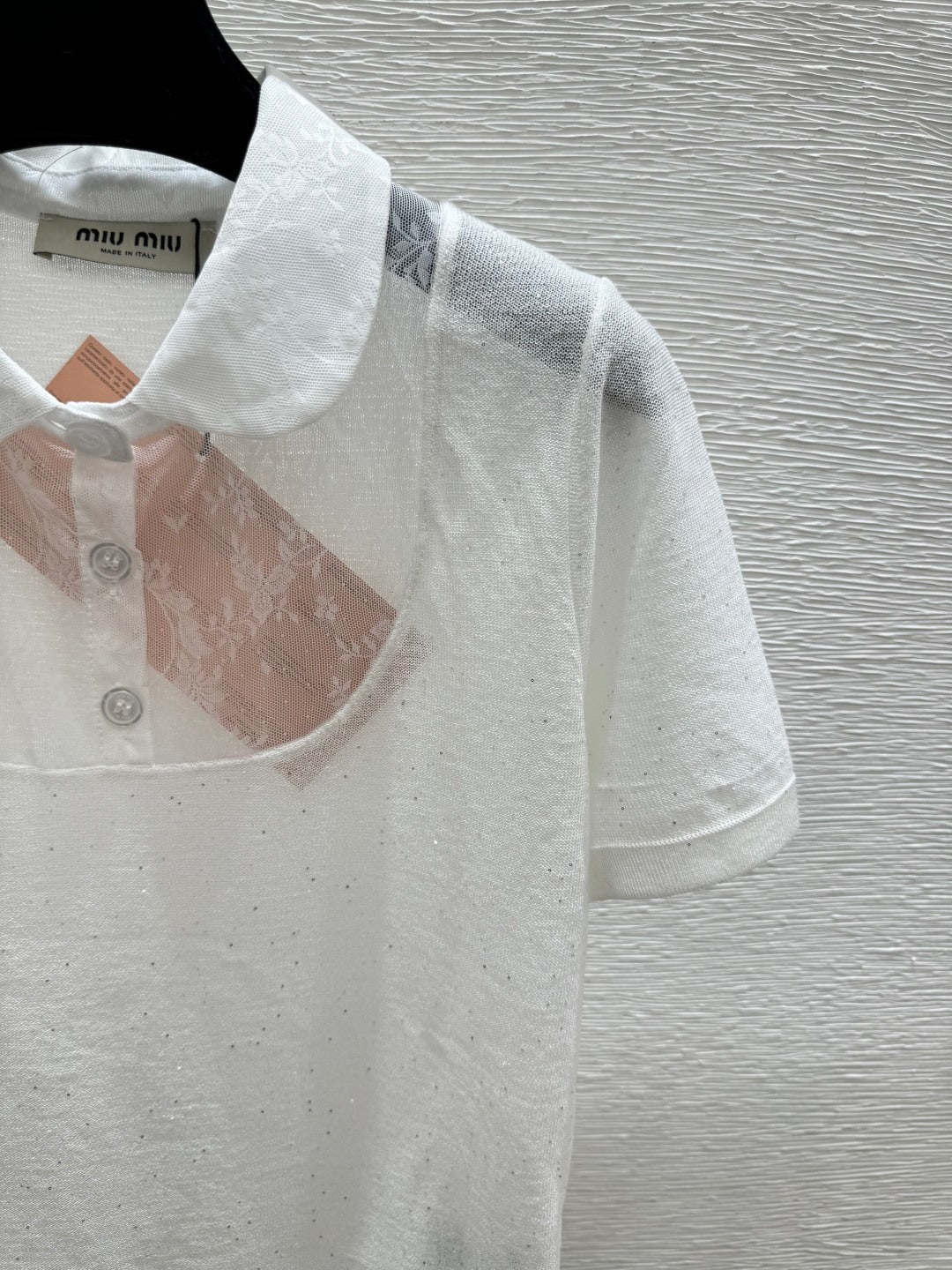 Miumiu 2026 Collared Knitted Short-Sleeve T-Shirt Tencel Nylon 441849