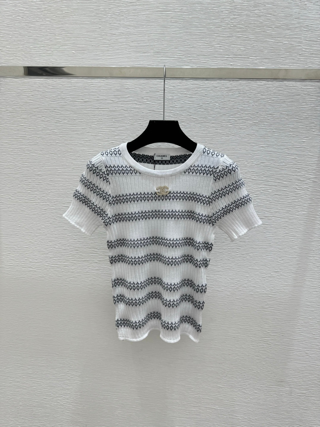 Chanel 2026 Striped Short-Sleeve Shirt Tencel 516741