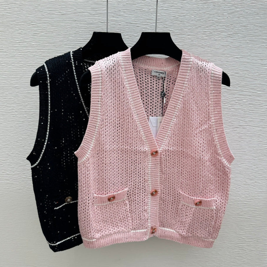 Chanel 2026 V-Neck Knitted Vest Cardigan Cotton 516750