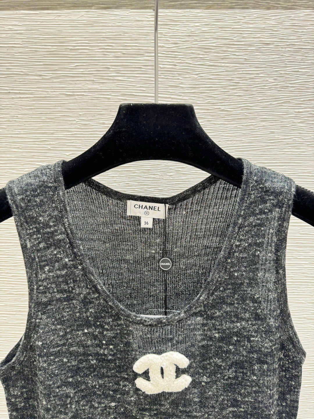 Chanel 2026 Black Vest White Lace Trim 516786
