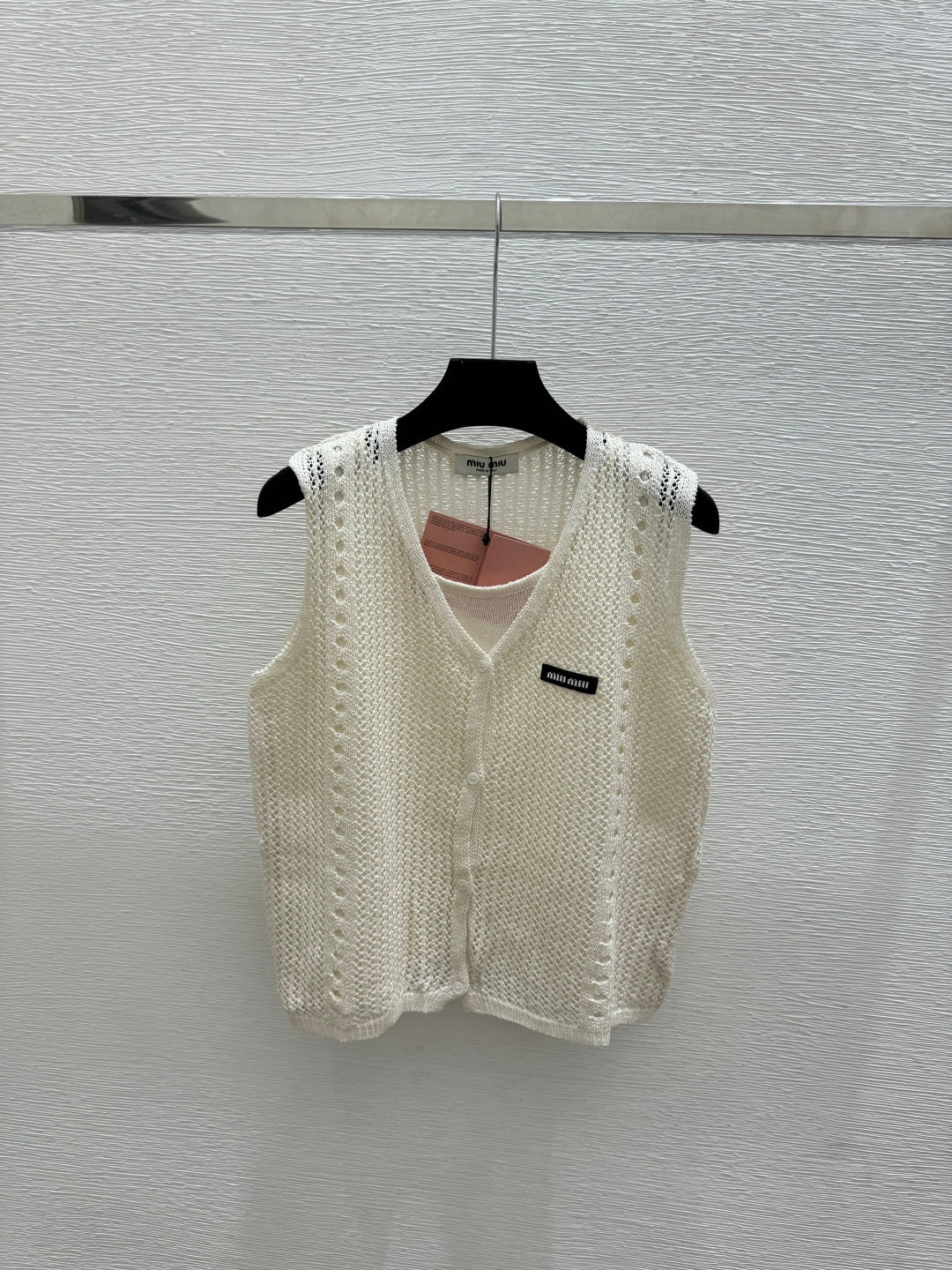 Miumiu 2026 Vest Navy Blue and Cream Tencel Polyester 516025