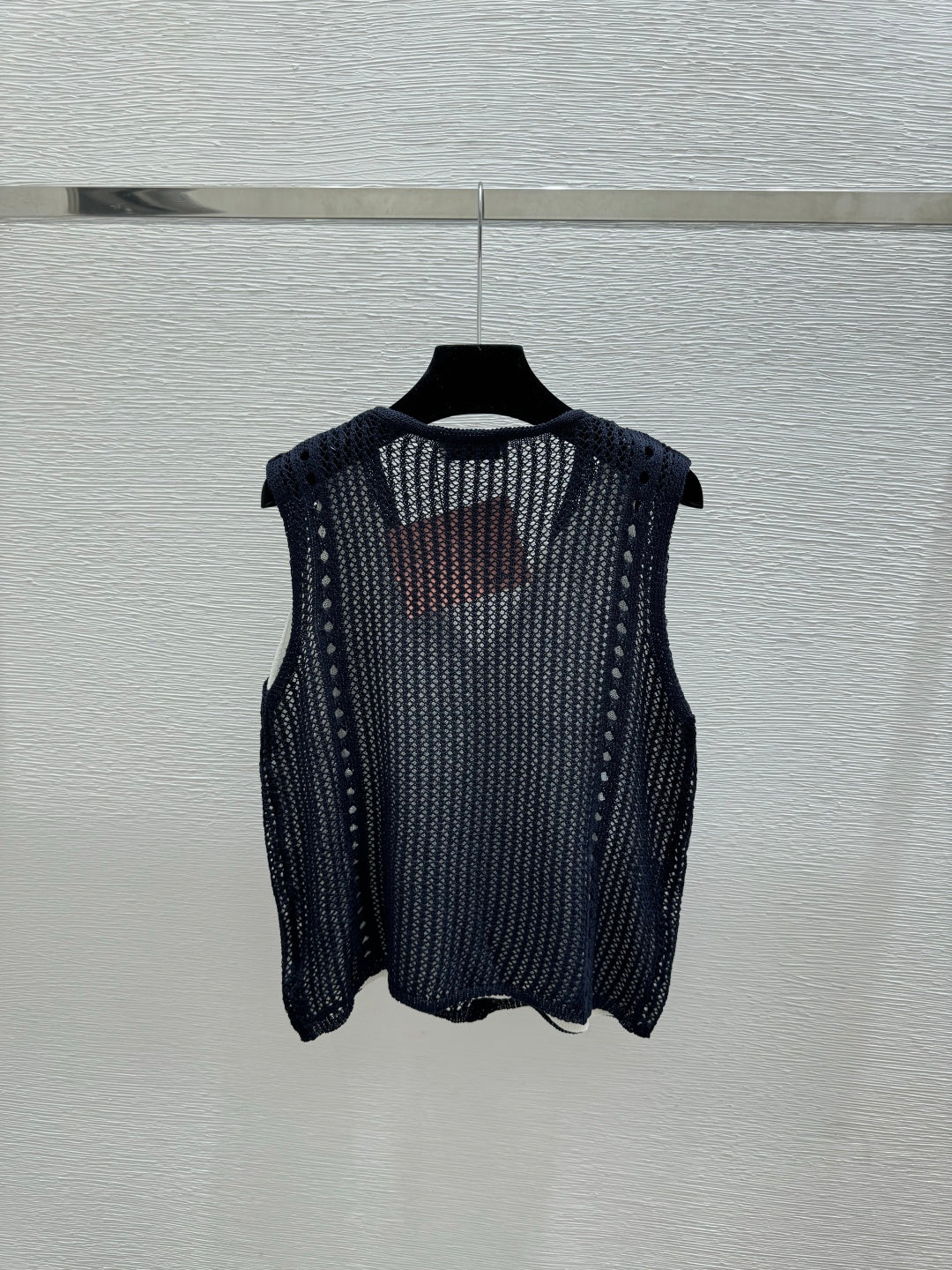 Miumiu 2026 Vest Navy Blue and Cream Tencel Polyester 516025