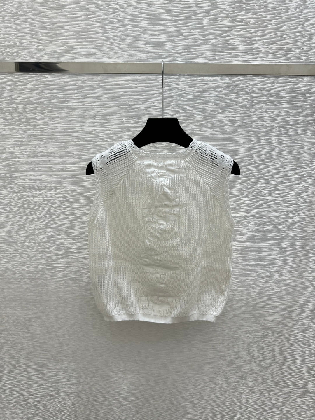Chanel 2026 Round Neck Knitted Vest White Cotton 516805