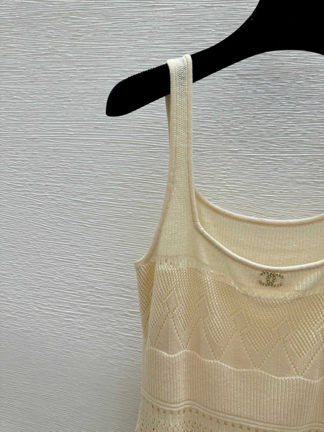 Chanel 2026 Round Neck Knitted Suspender Dress Yellow Linen 516040