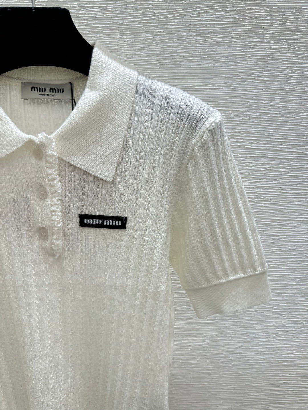 Miumiu 2026 Collared Knit Short-Sleeve Shirt Wool 516815