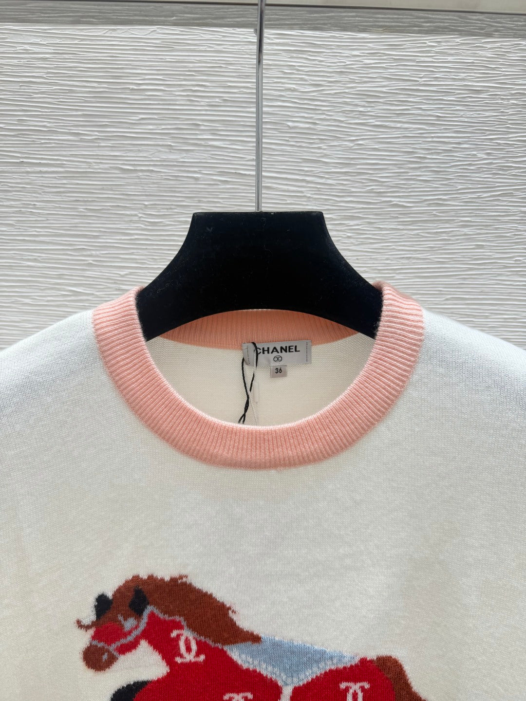 Chanel 2026 Horse Pattern Knit Short-Sleeve Shirt Cotton 685978