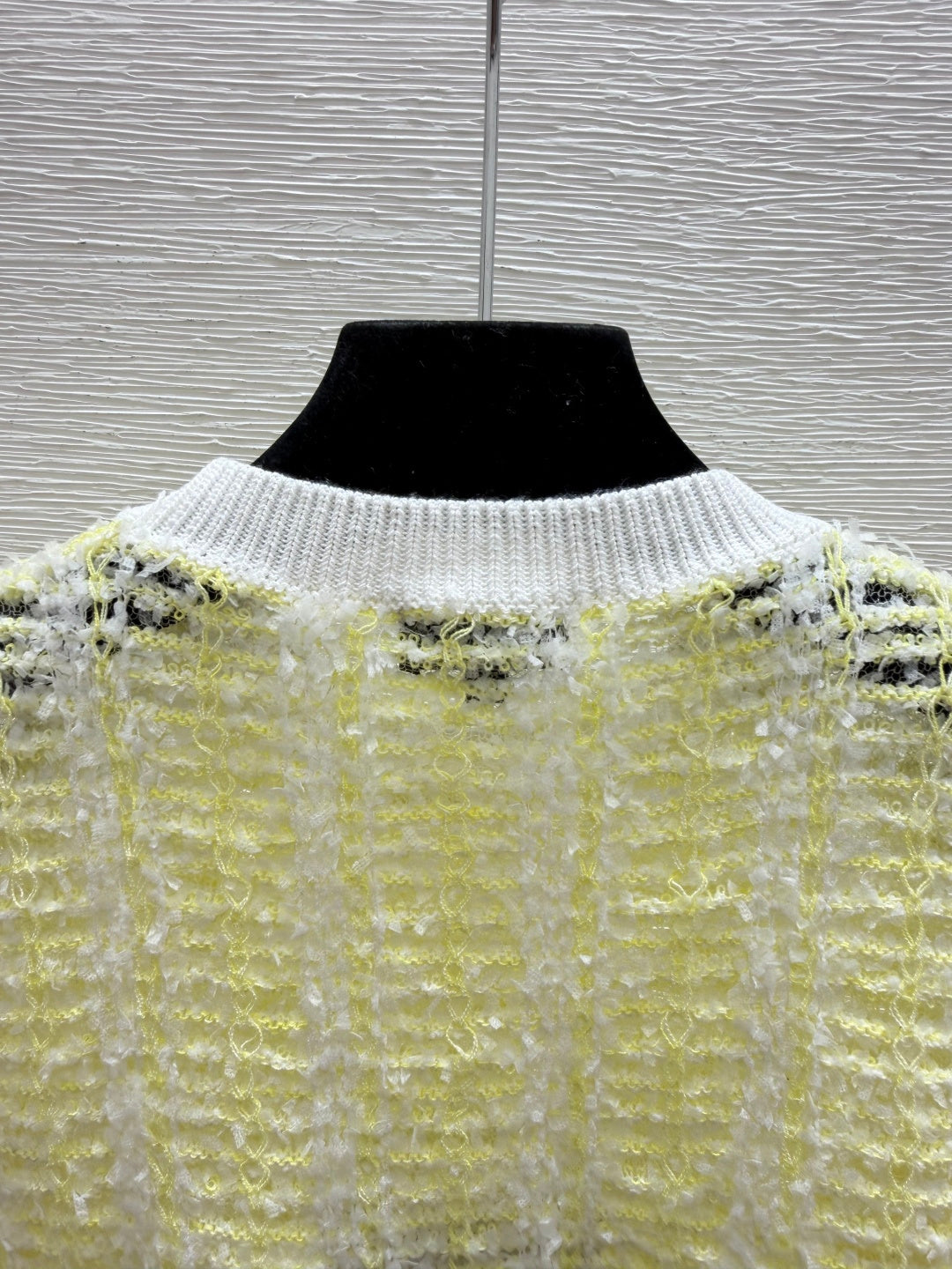 Chanel 2026 Hollow-out Round Neck Knitted Long Sleeve Yellow Cotton 244666