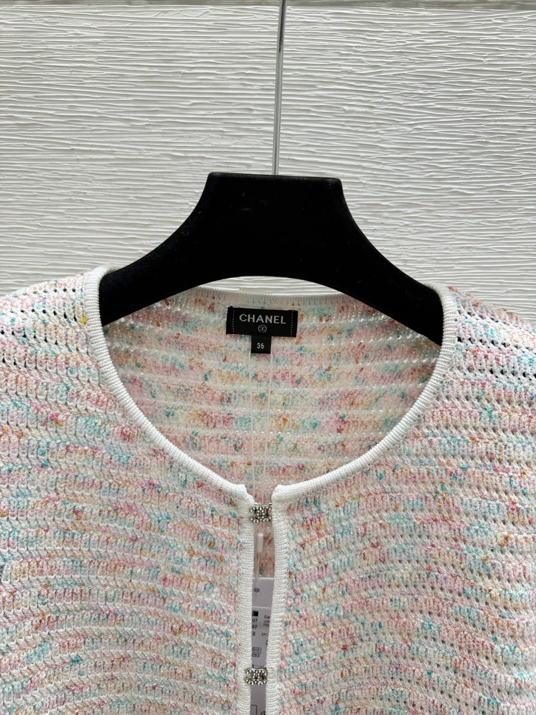 Chanel 2026 Round Neck Knitted Long Sleeve Cardigan Light Pink Wool 244668