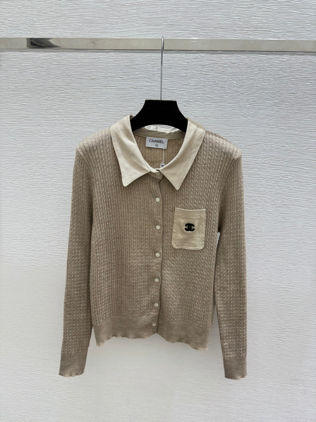 Chanel 2026 Collared Knitted Long-Sleeve Cardigan Wool 244672