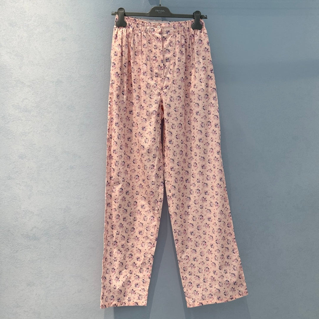 Prada 25 Floral Pant Pink Cotton