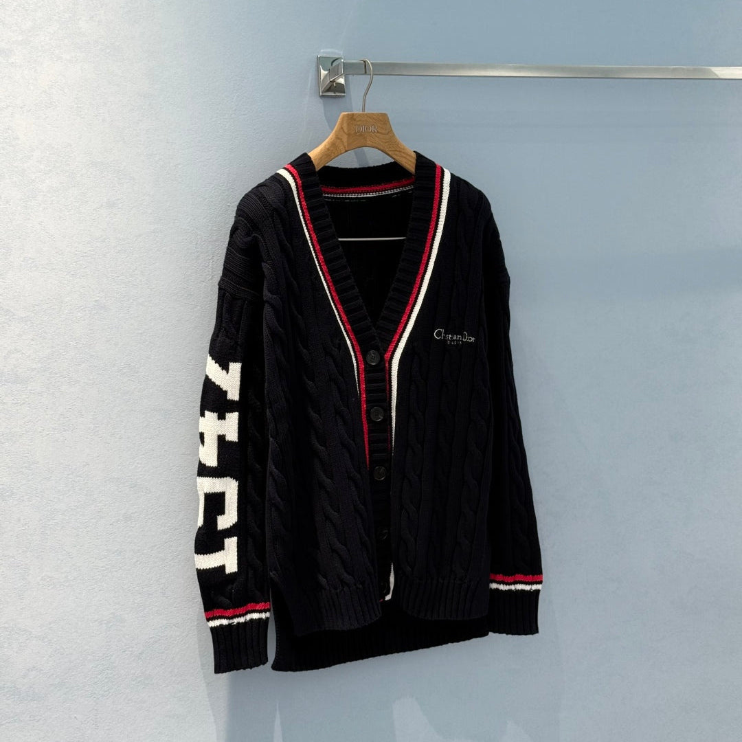 CD 25 Cardigan Black Red White Cotton