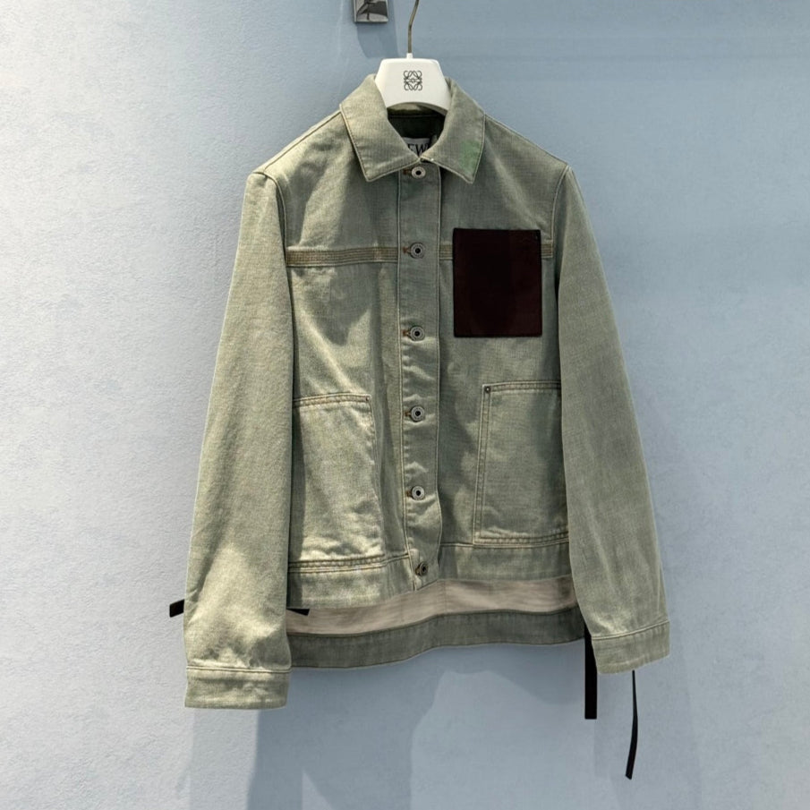 Loewe 25 Jacket Beige Green Cotton And Denim
