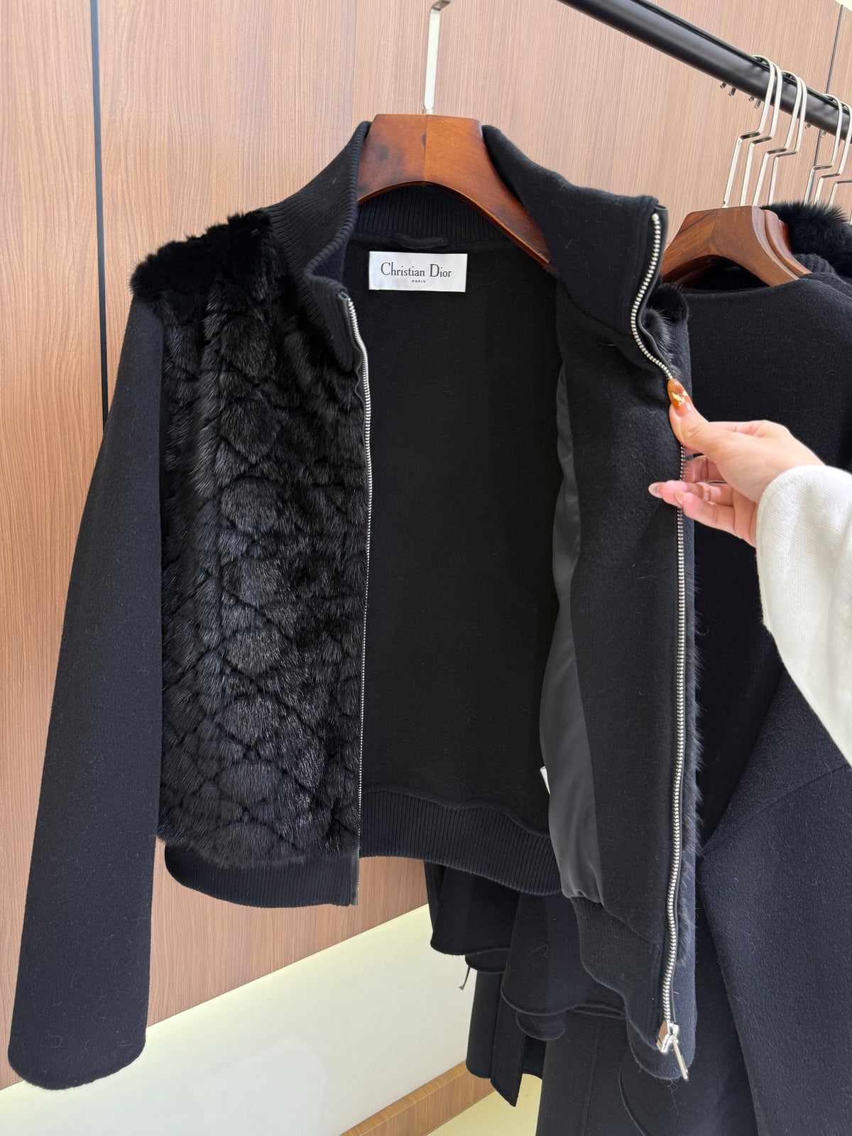 Dior 2026 Quilted Cropped Bomber Jacket Wool 444482