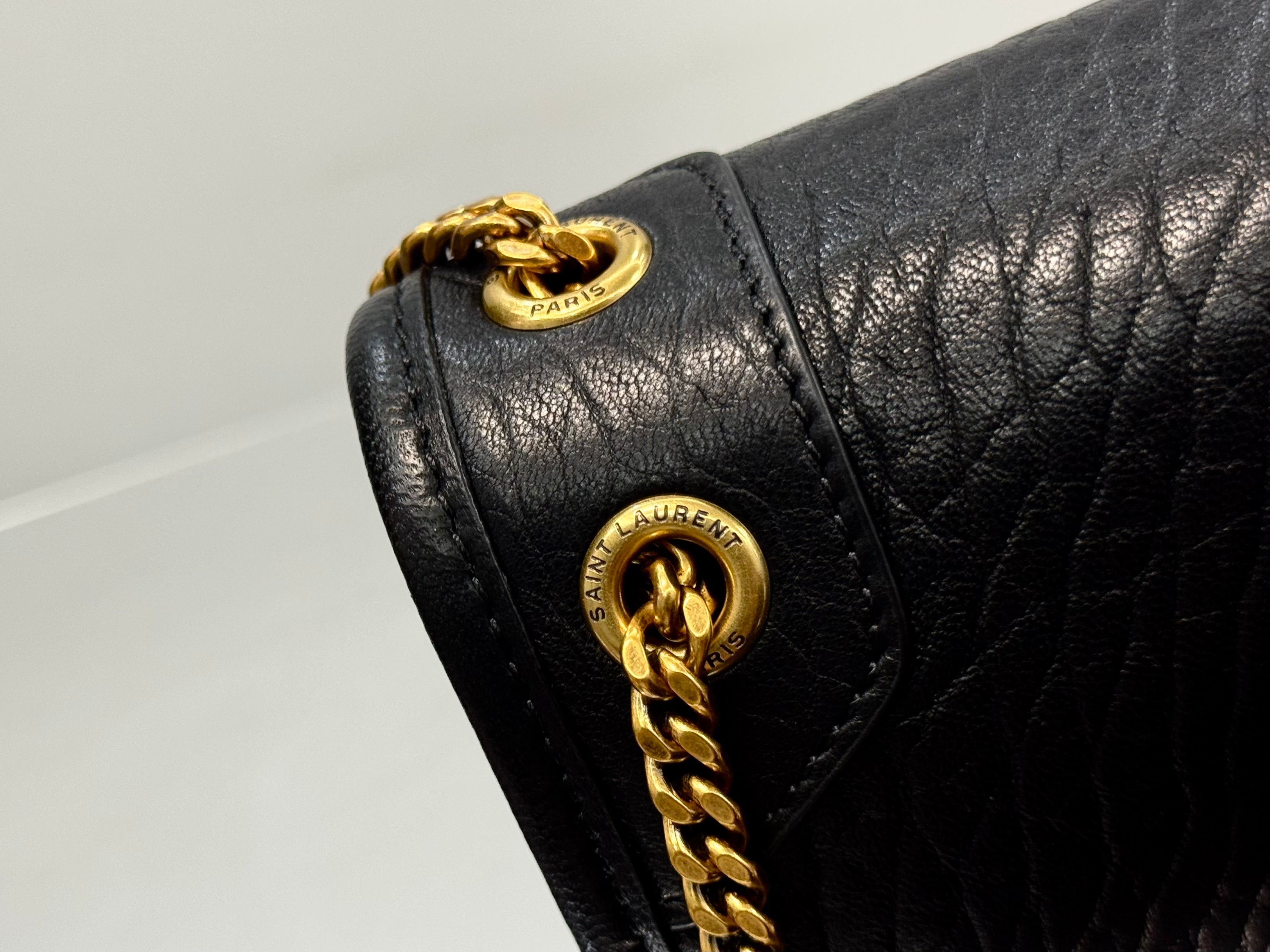 YSL Niki Mini Handbag 18 Black Lambskin Gold Hardware