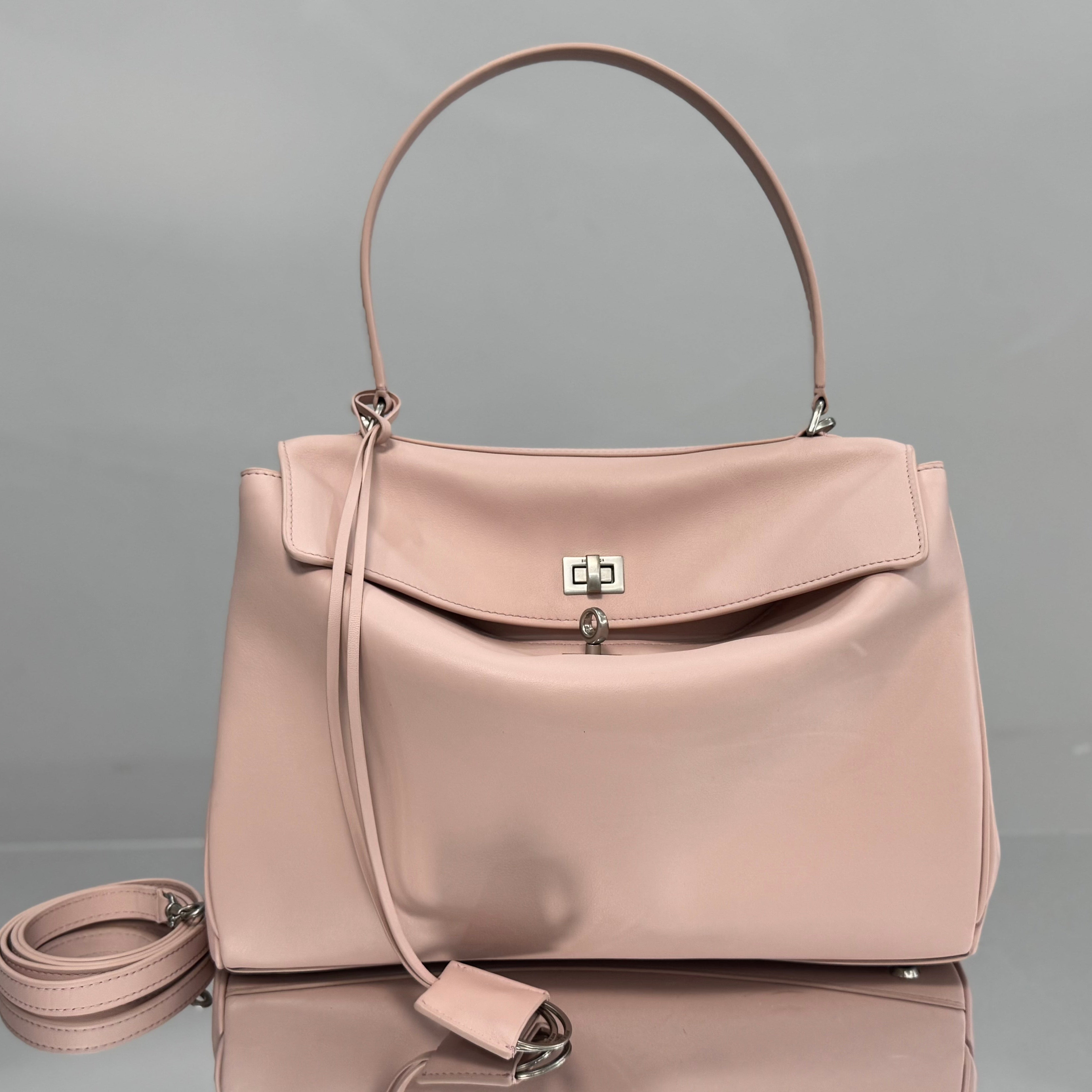 Balenciaga Medium Bag 35 Light Pink Calfskin Sliver Hardware