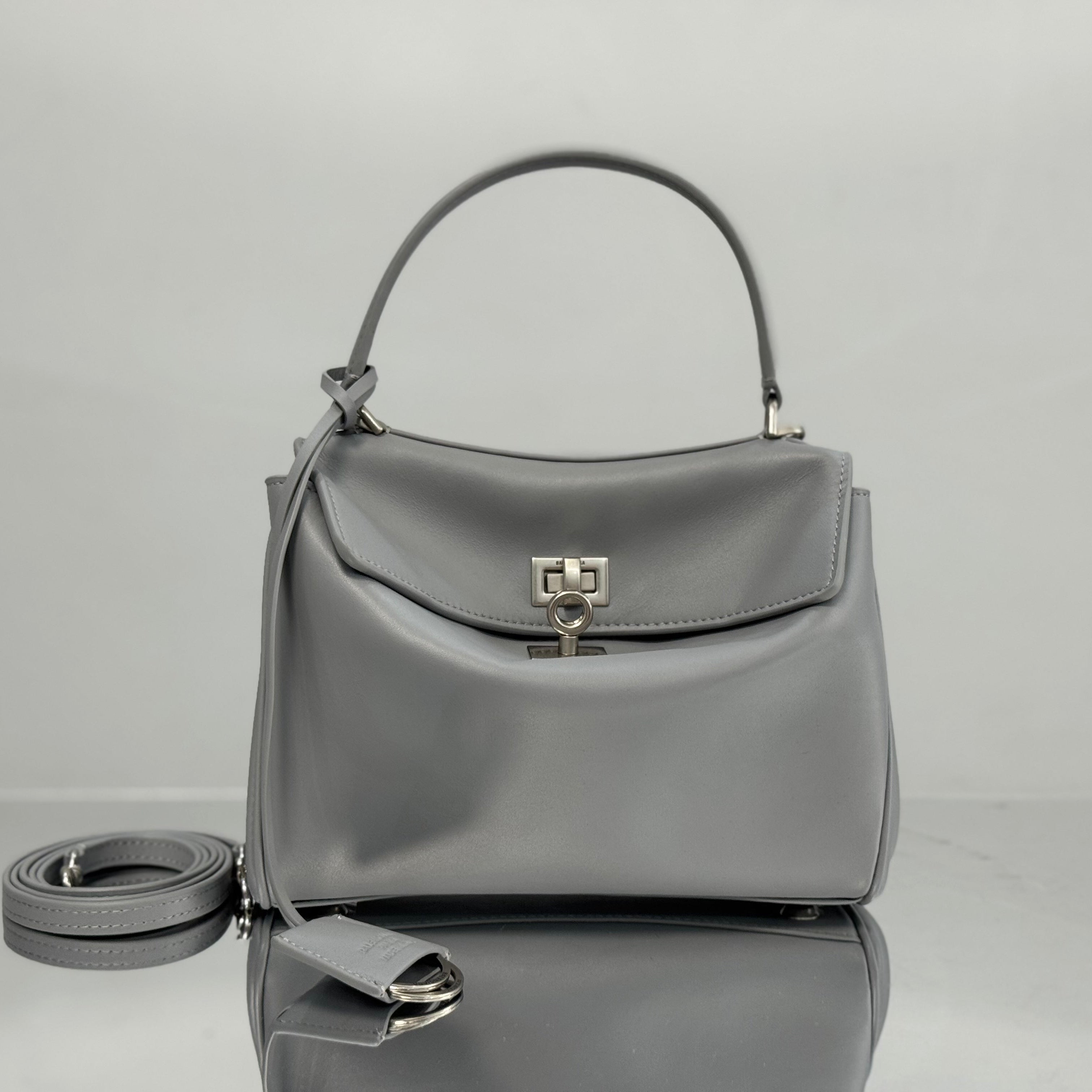 Balenciaga Mini Bag 22 Gray Calfskin Sliver Hardware