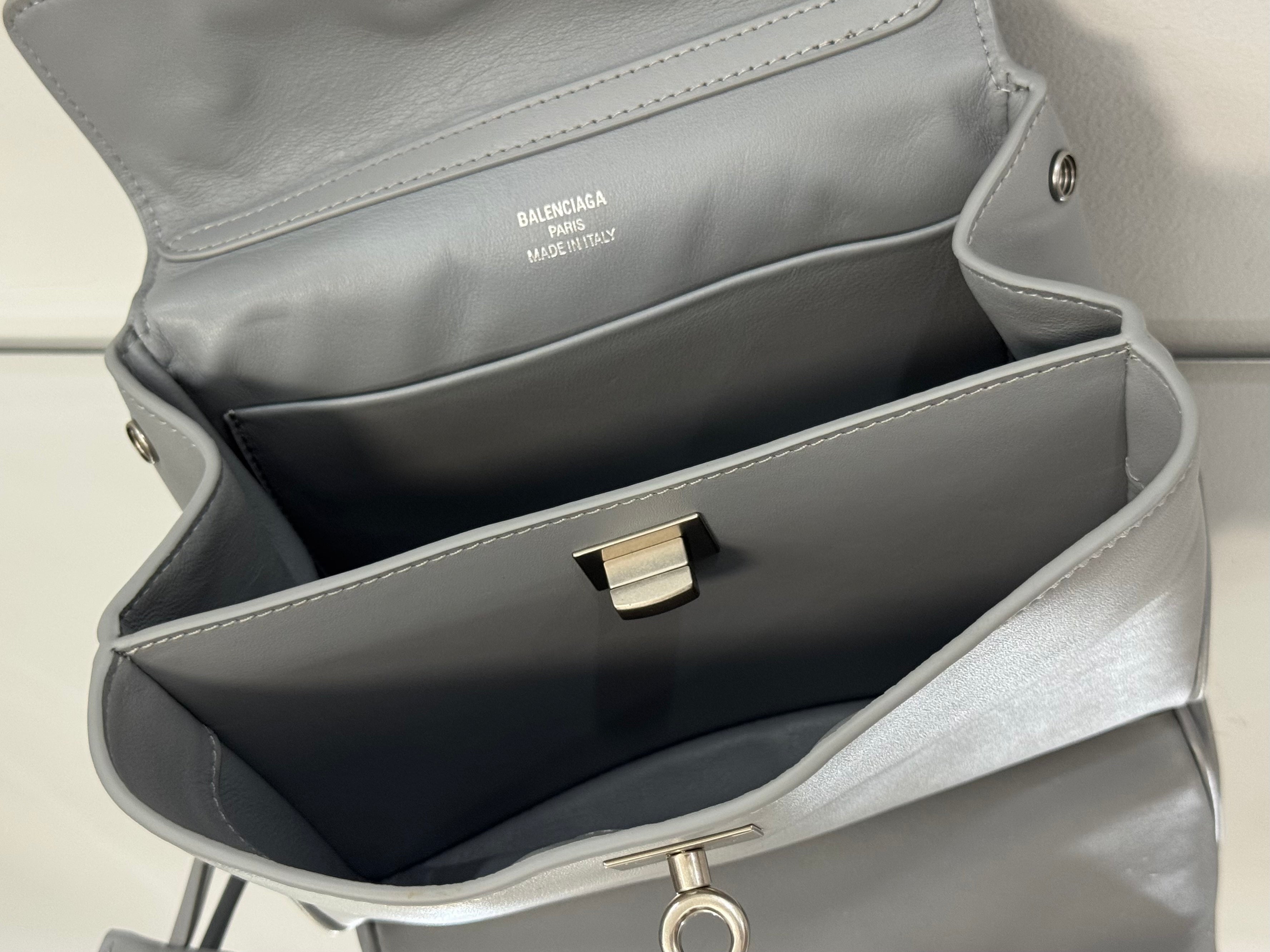 Balenciaga Mini Bag 22 Gray Calfskin Sliver Hardware