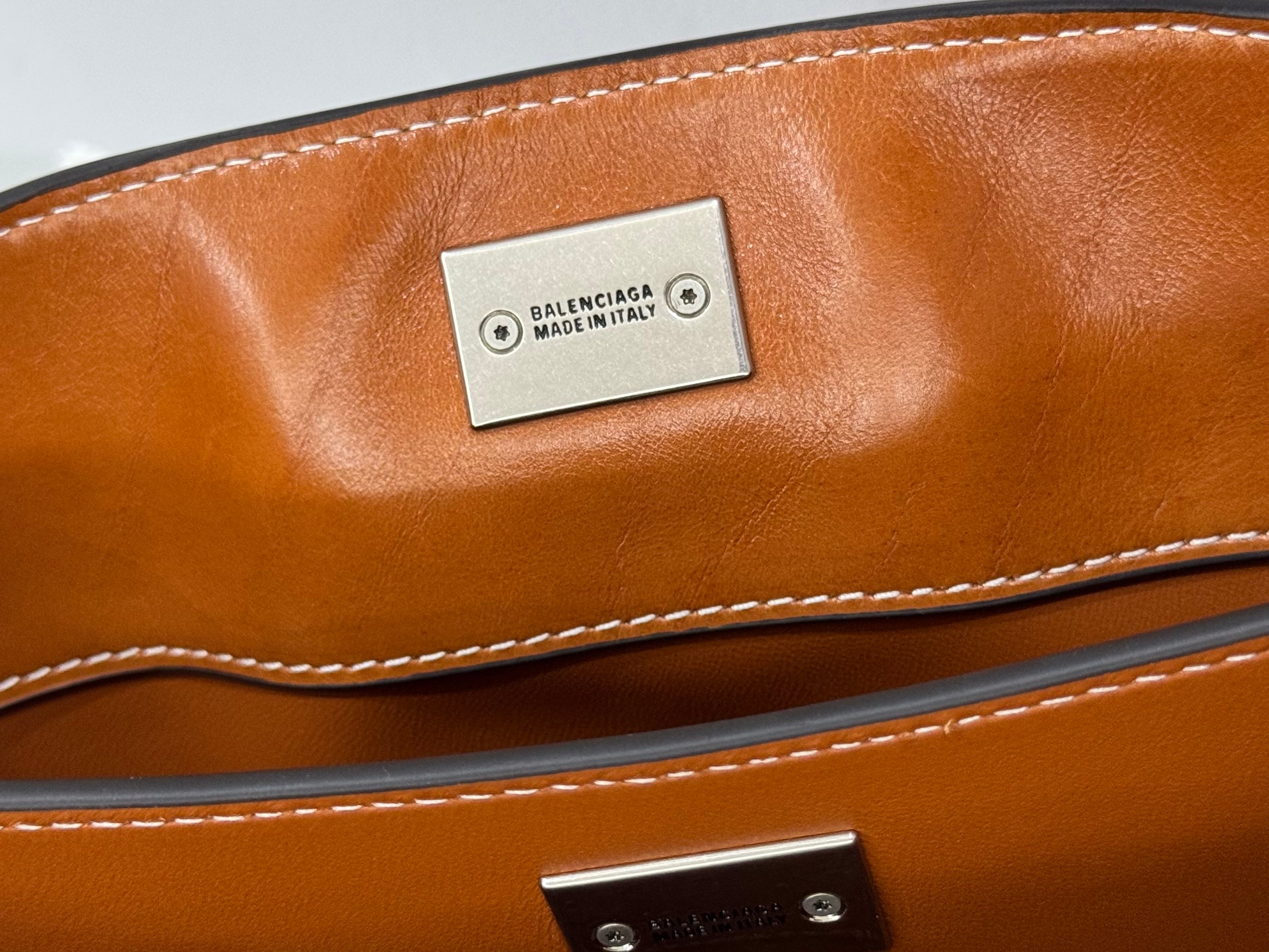 Balenciaga Small Bag 22 Camel Brown Cowhide Sliver Hardware