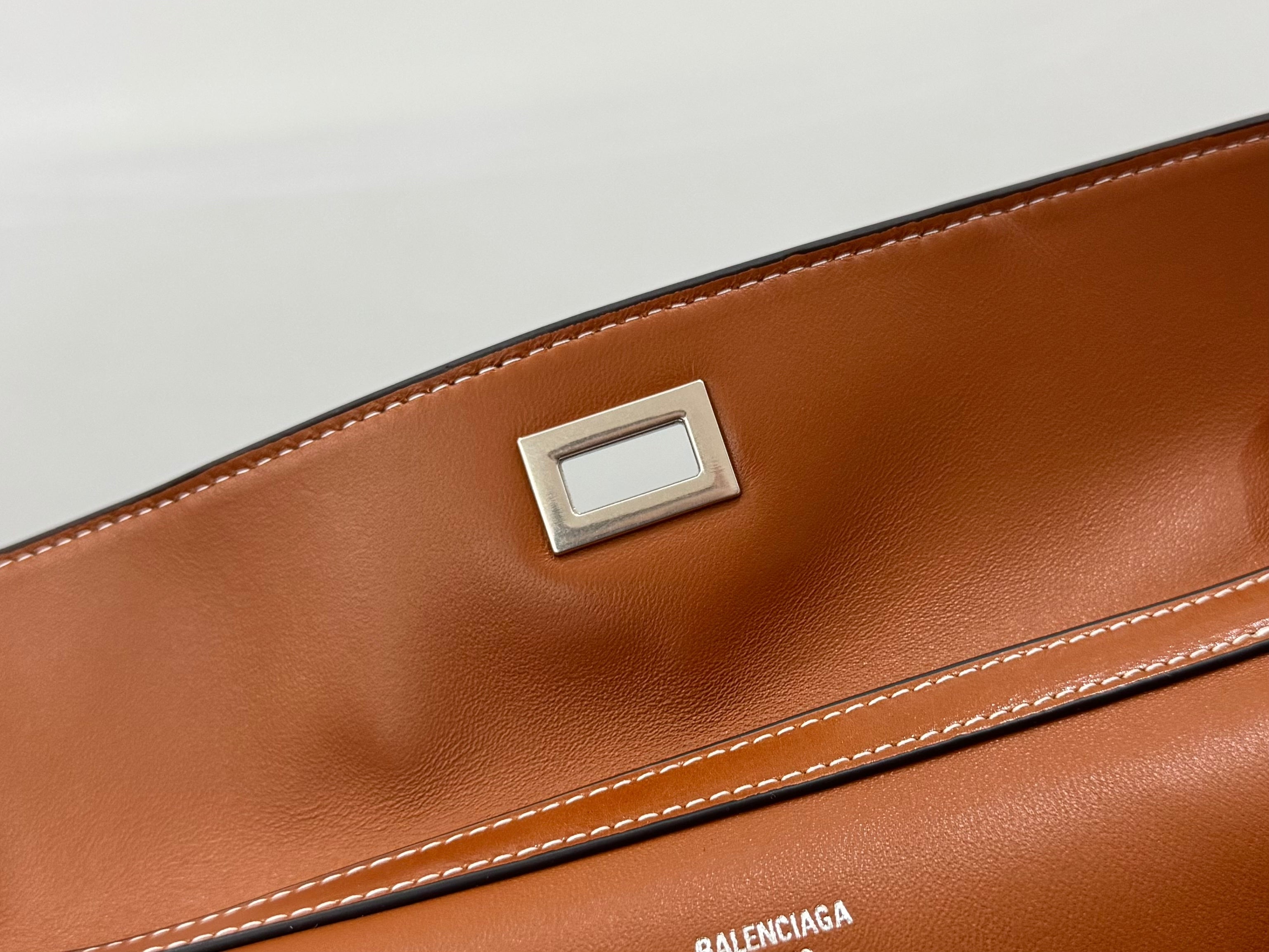 Balenciaga Large Bag 40 Camel Brown Cowhide Sliver Hardware