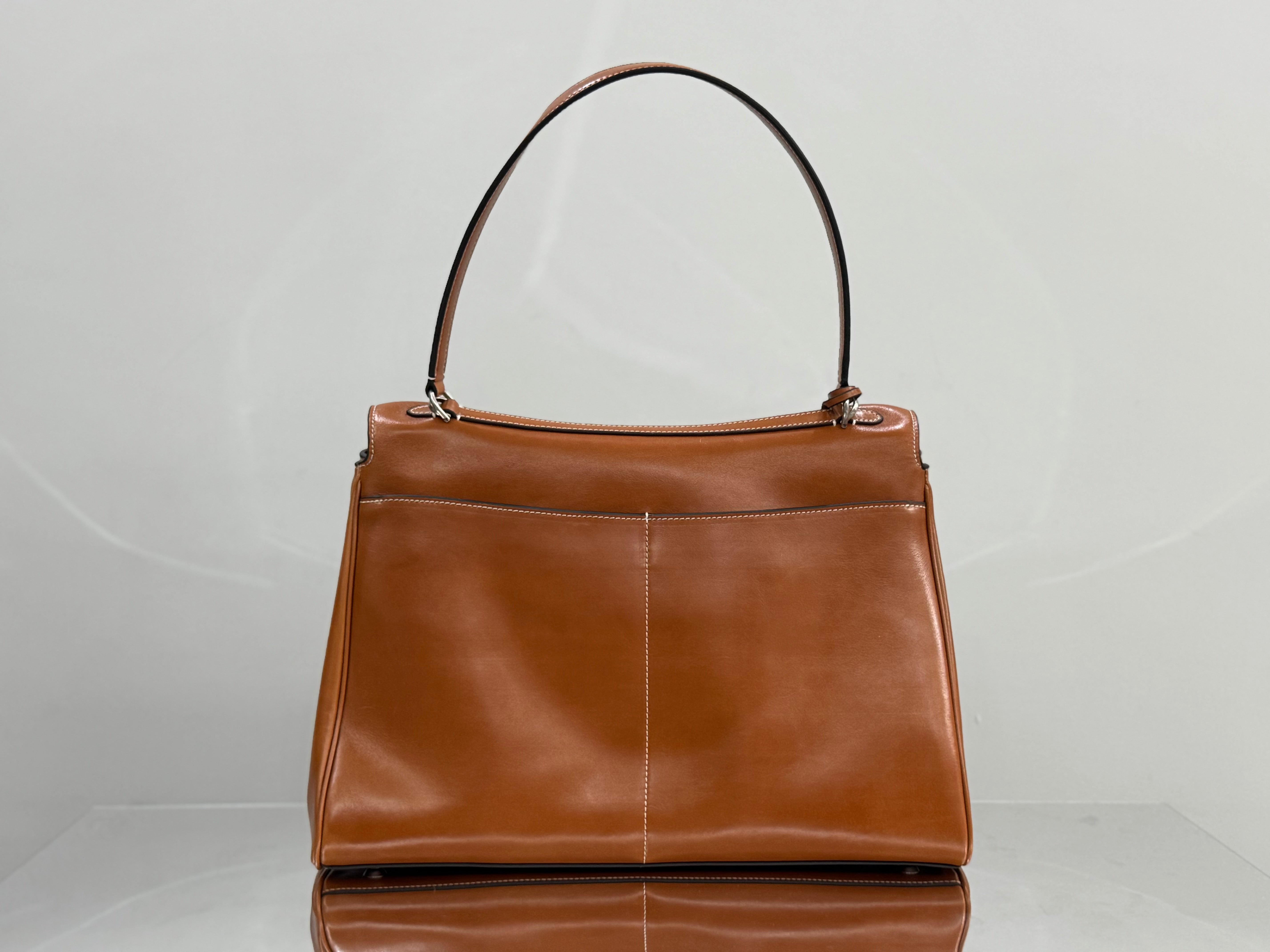 Balenciaga Large Bag 40 Camel Brown Cowhide Sliver Hardware