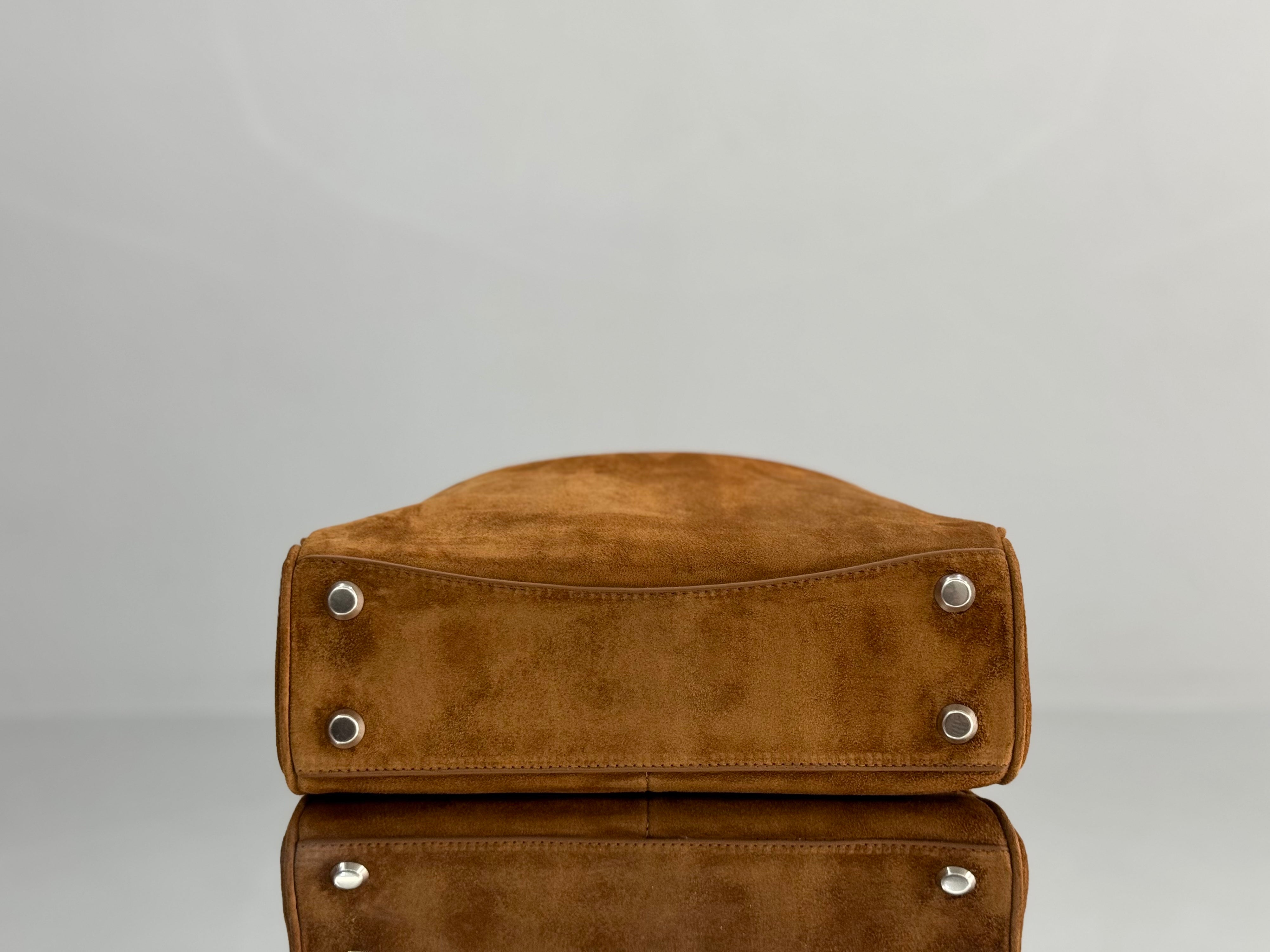Balenciaga Small Bag 29 Camel Brown Suede Sliver Hardware