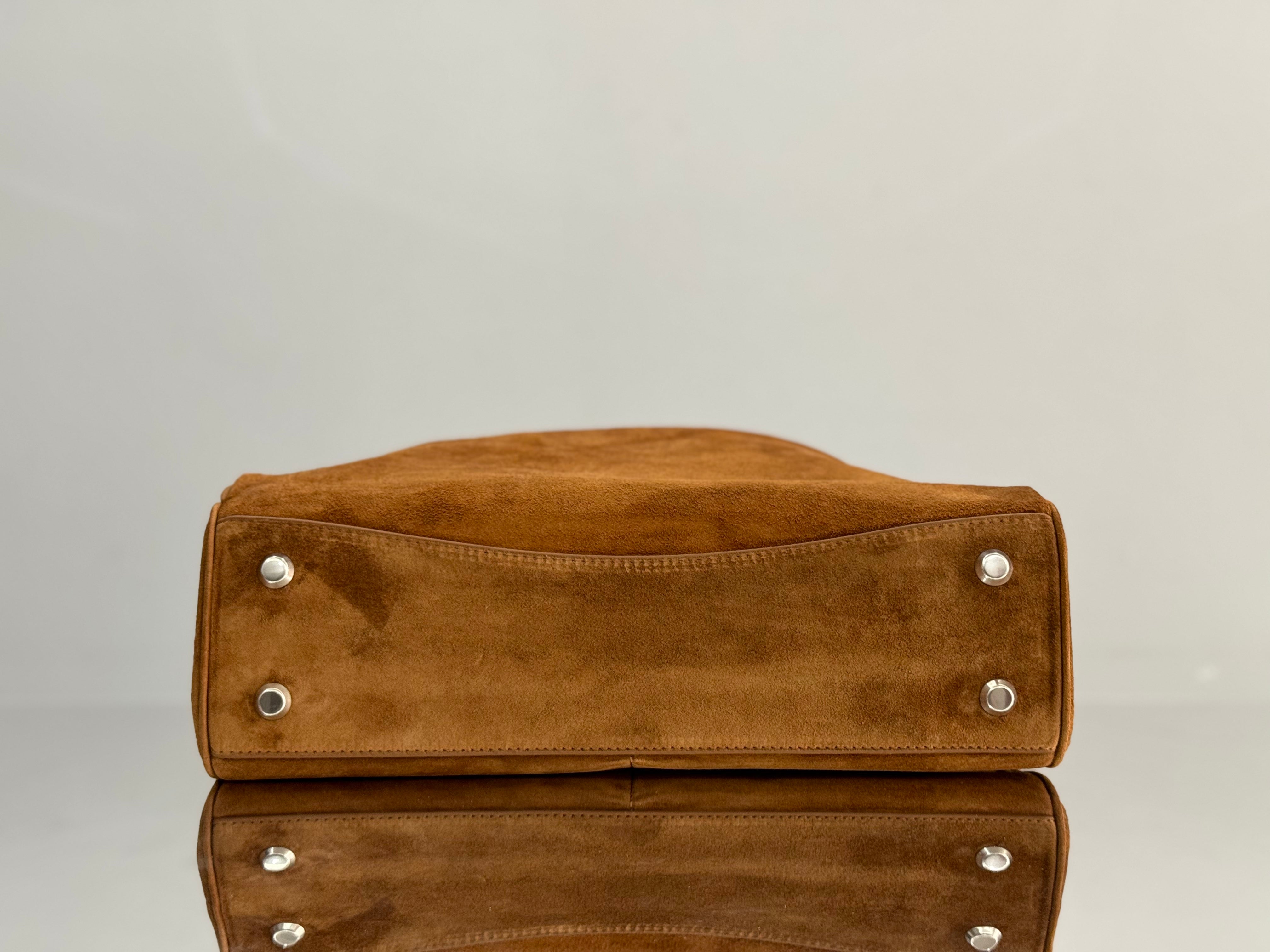 Balenciaga Medium Bag 35 Camel Brown Suede Sliver Hardware